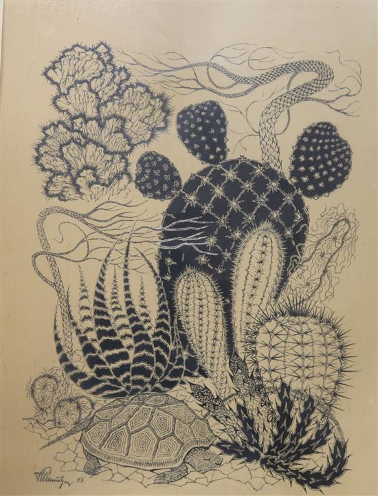 Alfred Steinmetzer (1918-2007), lithograph, Cactee, signed in the print, with 1954 Lugano exhibition catalogue